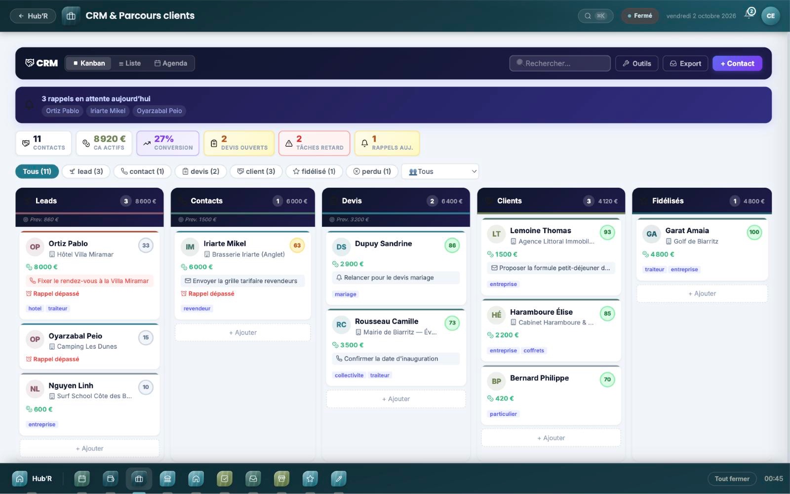 CRM dans Hub’R