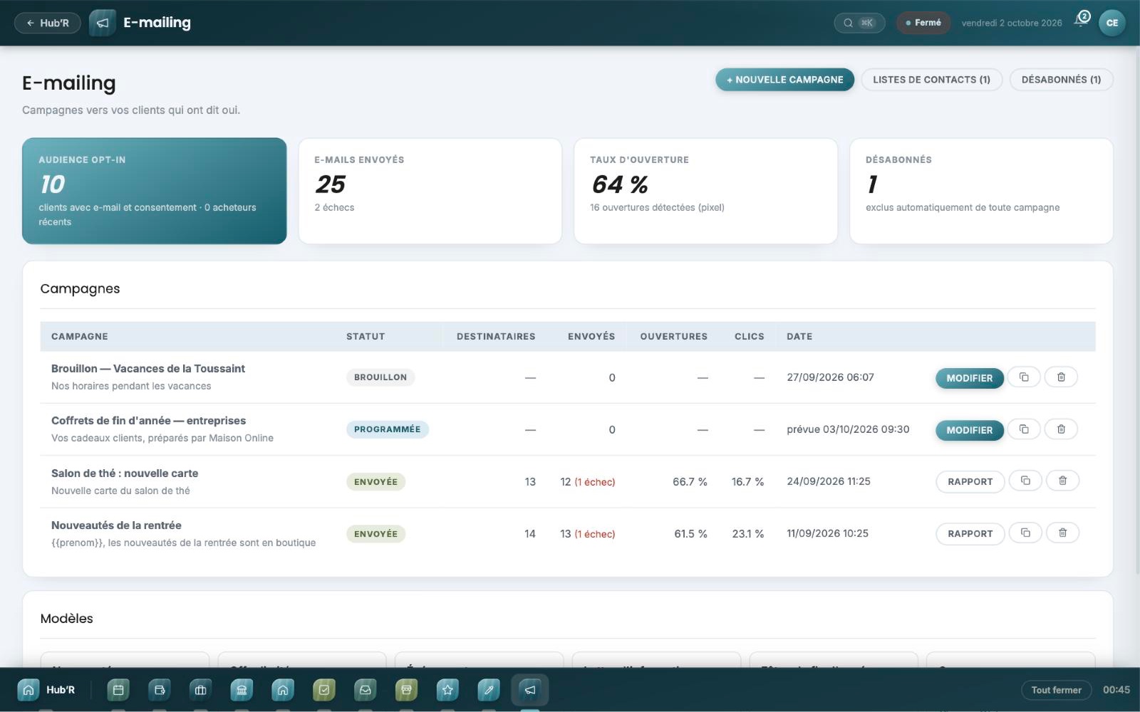 E-mailing dans Hub’R